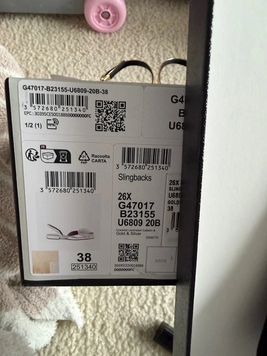 CHANEL Gold Slingback Pumps with Silver Floral Rosettes and Burgundy Insole - Picture 3 of 6